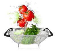 Extensible Passoire Inox, 33x24x11 cm Passoire Evier Cuisine Multifonction Pates avec Poignées Extensibles en Caoutchouc pour Filtrer Égoutter et Laver les Fruits et Légumes