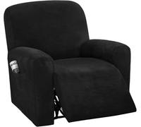 Extensible Velours housse De fauteuil relax electrique 1 place-le noir | Housse Fauteuil Relax Électrique Inclinable 4-Pièces Élastique et Antidérapante avec Poche pour Enfants et Pets
