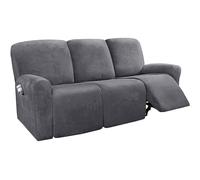 Extensible Velours housse De fauteuil relax electrique 3 place-un gris | Housse Fauteuil Relax Électrique Inclinable 8-Pièces Élastique et Antidérapante avec Poche pour Enfants et Pets