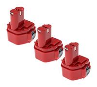 EXTENSILO 3x Batteries compatible avec Makita 6227DW, 6227DWBE, 6227DWE, 6227DWLE, 6270DWAE, 6270D outil électrique (3300 mAh, NiMH, 12 V)