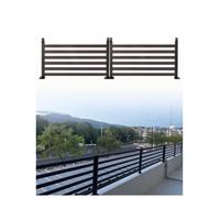Extension clôture jardin en acier brun, panneau à lames sur base fixe | Hauteur 36/66 cm avec poteaux à base fixe pour écran de patio, balcon et cour(180x36cm/70.9x14.2")