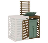 Extension d'abri de poubelle sur roulettes - WIENS - Bois de pin massif - 78x91.5x128.5 cm - Brun miel - Roues