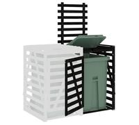 Extension d'abri de poubelle sur roulettes - WIENS - Bois massif pin - Noir - 78x91.5x128.5 cm - Roues