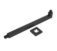 Extension de bras de douche mural en acier inoxydable, filetage G1/2 pouce, support de pommeau de douche pluie à peinture cuite noire, avec cache décoratif, pour installations à (F-Y202 carré-noir)