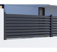 Extension de clôture persiennée à poser en aluminium - H80 x L173 cm - gris anthracite - BAROMA