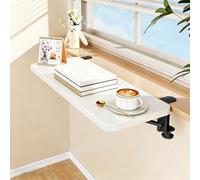 Extension de rebord de fenêtre en bois pour plantes d'intérieur, exteon LED de cuisine, planche de comptoir de bureau, pliable et peu encombrante, blanc (40 x 20 cm / 15.7x7.9in)