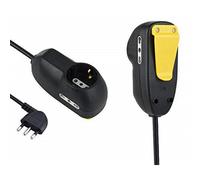 Electraline 62057 multiprise Rallonge de travail 3 places 1 schuko + 2 bivalentes 10/16 A avec clip de fixation, câble 5 m, fiche 16 A, noir