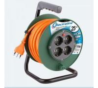 EXTENSION ÉLECTRIQUE 25 MT AVEC ENROULEUR DE CÂBLE 4 SCHUKO + ; 10/16A 49018