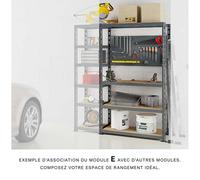 Extension établi-étagère charge lourde MODULÖ STORAGE avec 4 plateaux de 100 cm de long et 1 panneau (SYSTÈME EXTENSION)
