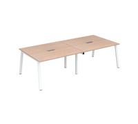 Extension table de réunion modulable ECLA chêne clair L 140 x P 126 piètement métal blanc - - Bruneau