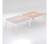 Extension table de réunion modulable ECLA chêne clair L 140 x P 126 piètement métal et bois - - Bruneau