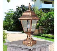 Extérieur étanche IP56 borne Lumineuse Pilier de Style européen Porte Colonne Lampe carrée Patio Jardin Villa Applique Murale en Plein air en Aluminium Verre stigmatisation Lanterne E27