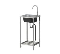 Extérieur Évier De Jardin,Évier de Cuisine en Inox avec Robinet Évier Autoportant Plonge Inox avec étagère de rangement Evier utilitaire en pour Cuisine Restaurant Garage Jardin Buanderie 38cm