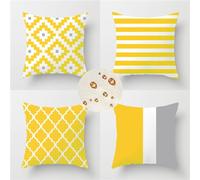 Extérieur Housses de Coussin 65x65 cm Lot de 4 Housse Coussin jaune Housse Coussin Canapé abstrait Coussin Extérieur Imperméable Lin Coussin Canapé Decoratif pour Chambre Canapé Chaise Lit Jardin