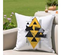Exterieur Imperméable Housses de Coussin 30x30 cm Lot de 1 Lin Housse Coussin Blanc Coussins Décoratifs avec Fermeture Éclair Invisible Pillow Case pour Jardin Terrasse Canapé Banc, Géométrique 2h-39