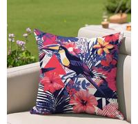Exterieur Imperméable Housses de Coussin 30x30 cm Lot de 1 Lin Housse Coussin Fleur Coussins Décoratifs avec Fermeture Éclair Invisible Pillow Case pour Jardin Terrasse Canapé Banc, Oiseau 2h-410