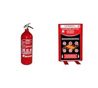 Extincteur à Poudre 2kg Lifebox avec manomètre de Pression pour Feux de BC & Couverture Anti-Feu 1,2m x 1,8m
