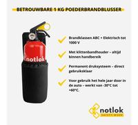 Extincteur à poudre - Extincteur ABC - 1 kg - Avec support - Voiture et maison