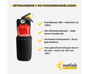 Extincteur à poudre - Extincteur ABC - 1 kg - Avec support - Voiture et maison