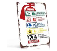 Extinguisher Fire Class Metal signs Guide Decor 12x8 Inch | Metal signs identify hazard categories in garage restaurant