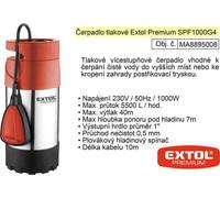 Extol Premium SPF1000G4 Pompe électrique à pression en acier inoxydable 1100W 5500 l / h