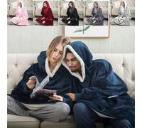 Extra Large Couverture à capuche portative, microfibre douce, couverture à capuche surdimensionnée unisexe, convient aux hommes/femmes/garçons/filles/mamans, couverture à capuche en polaire chaude et 