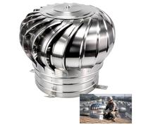 Extracteur de Fumées Rotatif Éolien Chapeau de Cheminée Rotatif | Ventilateur Turbine Acier Inoxydable Chapeau Anti Pluie Cheminée Toit Non Motorisé Extracteur D'air Toiture(300mm/11.8")