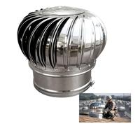 Extracteur de Fumées Rotatif Éolien Chapeau de Cheminée Rotatif | Ventilateur Turbine Acier Inoxydable Chapeau Anti Pluie Cheminée Toit Non Motorisé Extracteur D'air Toiture(200mm/7.9")