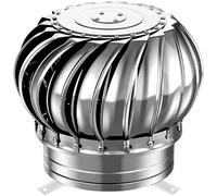 Extracteur de Fumées Rotatif Éolien, Ventilateur de Cheminée en Acier Inoxydable 304, Résistant à la Pluie et à la Rouille, Aération Efficace Sans Électricité, Pour Toit, Entrepôt (Argent,100mm)