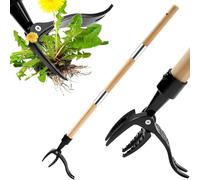 Extracteur de mauvaises herbes amovible avec longue poignée, outil d'arrache-mauvaises herbes de pissenlit très résistant, outil de désherbage de jardin à long manche (111,8 cm) en bois
