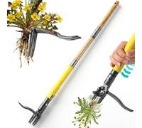 Extracteur de mauvaises herbes pour pissenlits, 109 cm. Outil de désherbage à utiliser debout, avec une longue tige et un système d'éjection à un clic. Extracteur de mauvaises herbes à 4 griffes