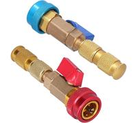 Extracteur de valve - 2 pièces - Raccord en laiton - Raccord haute/basse pression - Résistant à la corrosion - Matériau durable - Pour R134/R12 - Outil de climatisation