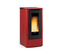 Poêle à granulés La Nordica Extraflame Teorema AD Bordeaux 12 kW ventilé, revêtement en acier et dessus en maïole 5 étoiles environnementales