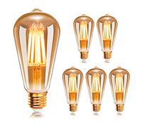 EXTRASTAR Ampoule à filament LED E27 ST64 4W 2200K Blanc Chaud, Rétro Edison Ampoules Vintage Antique Lampe, 400Lm Equivalent à Ampoule Traditionnelle 33W, Lot de 6
