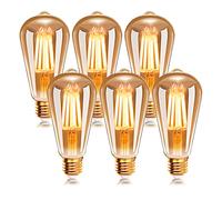 EXTRASTAR Ampoule à filament LED E27 ST64 6W 2200K Blanc Chaud, Ampoules Rétro Edison Vintage Antique Lampe, 540Lm Equivalent à Ampoule Traditionnelle 44W, Lot de 6