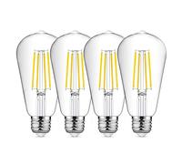 EXTRASTAR Ampoule à filament LED E27 ST64,Ampoules Vintage 8W 6500K Blanc Froid Rétro Edison Ampoule Vintage Antique Lampe, 950Lm Equivalent à Ampoule Traditionnelle 80W, Lot de 4