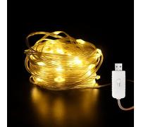 EXTRASTAR Guirlande Lumineuse LED USB 10m - 8 Modes Étanche IP65 pour Extérieur, Chambre, Mariage, Fête, Noël - Blanc Chaud