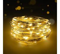 EXTRASTAR Guirlandes Lumineuses, Girlande de Lumière 10M 100LED Guirlandes à Piles, Guirlande Lumineuse Intérieure en fil de cuivre, Décoration pour la Chambre, Mariage, Fête, Noël, Blanc chaud