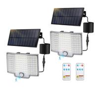 EXTRASTAR Lampe Solaire Extérieur Detecteur de Mouvement pour Jardin, Cour | Lampe Led Solaire Exterieur, Lumiere Exterieur avec Télécommande,3 Modes Et Télécommande Lampes, Lampe Murale LED,Lot de 2