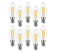 EXTRASTAR Lot de 10 Ampoule Filament LED E14 C37 4W (équivalent 40W) 400 Lm Blanc Chaud 3000K, Non-Dimmable, Angle de Faisceau 360° - 10 pièces