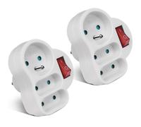 EXTRASTAR Multiprise 3 en 1 Murale Fiche, Triplite aveg Interrupteur, Electrique Prise de Courant avec Sécurité Enfant Intégrée, Idéal pour Bureau et Domicile, 1×16 2×6A, 230V, Blanc