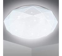EXTRASTAR Plafonnier LED 36W 6500K Blanc Froid 40.5 cm, 3820 LM, Luminaire Ultra-plat Panneau UFO à Motif Diamanté, Anti-scintillement, Haute Luminosité pour Salon Cuisine
