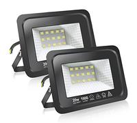 EXTRASTAR Spots LED d'extérieur Puissants Projecteur LED d'extérieur IP65, Jardin, Patio, Parc, Garage, 2 Pièces (3000K, 20W)