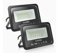 EXTRASTAR Spots LED d'extérieur Puissants Projecteur LED d'extérieur IP65, Jardin, Patio, Parc, Garage, 2 Pièces (3000K, 30W)