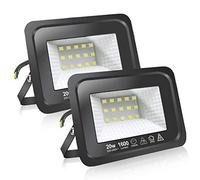 EXTRASTAR Spots LED d'extérieur Puissants Projecteur LED d'extérieur IP65, Jardin, Patio, Parc, Garage, 2 Pièces (6500K, 20W)