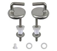 EXTRWORY Charnières de siège de toilette en acier inoxydable, fixations supérieures, mécanisme de fermeture du bruit avec composants en plastique et kit de quincaillerie, ton argenté, 117 cm de long
