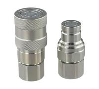 EXTRWORY FF Ensemble d'accouplement rapide hydraulique plat avec valve NPT 1/4 3/8 1/2 3/4 en acier au carbone zinc blanc pour équipement mobile machines agricoles industrielles