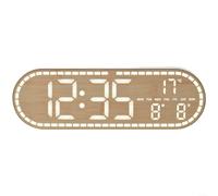 EXTRWORY Horloge numérique LED géométrique moderne avec calendrier, alarme, affichage de la température, luminosité réglable, support mural pour chambre à coucher, étude, bleu, 25 x 8 cm (F)