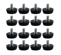 EXTRWORY Lot de 16 pieds de nivellement réglables M8 avec inserts carrés de 20 x 20 mm pour meubles, chaises, tables, armoires - Noir (m8 x 18 x 28 mm)