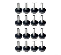 EXTRWORY Lot de 16 pieds de nivellement réglables M8 avec inserts carrés de 20 x 20 mm pour meubles, chaises, tables, armoires - Noir (m8 x 28 x 28 mm)